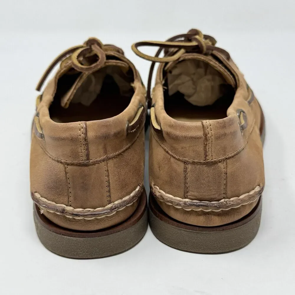 Sperry Gold Cup Authentic 2 Eye Boat Shoes Mens 10 W Wide Honey Brown Leather